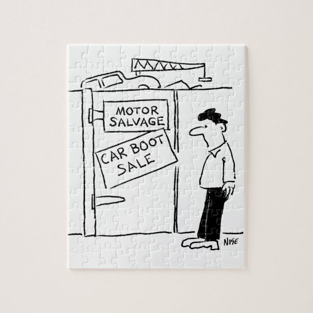 Car Breakers Scrapyard Car Boot Sale. Funny Jigsaw Puzzle (Vertical)