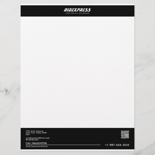 Car Business Blue Letterhead (Front)