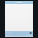 Car Business Blue Letterhead<br><div class="desc">Car Business Blue features a white stylized typography of the business name while at bottom are all details of the business on blue strip background plus a QR code to keep up with the marketing trend nowadays.</div>