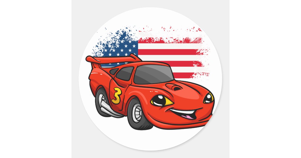 Car cartoon for kids - red car cartoon - happy car classic round sticker |  Zazzle
