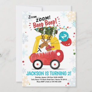 Car Christmas Birthday Invite Boys Car Invite