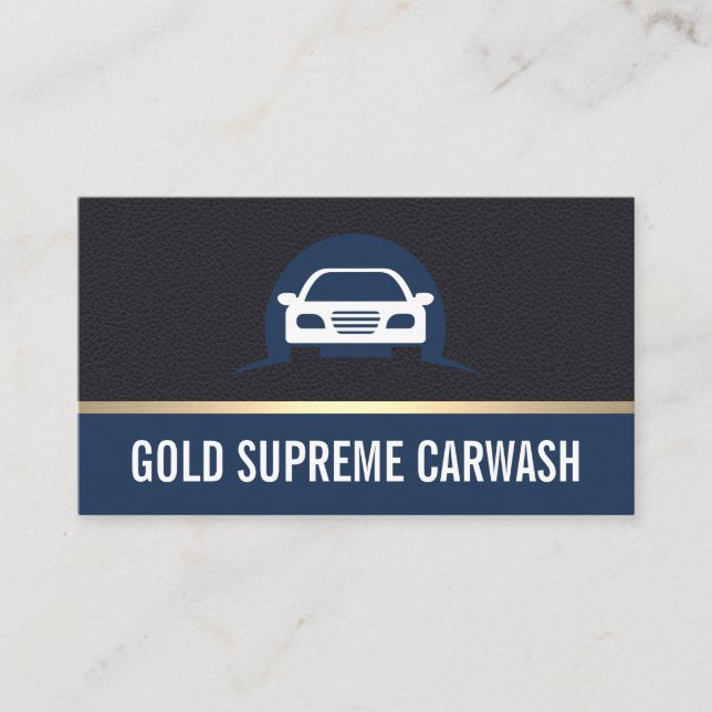 Car Cleaning Gold Premium Leather Business Card (Front)