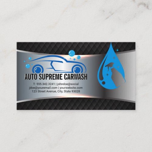 Car Cleaning Service  Soap Bubbles Water Spray Business Card