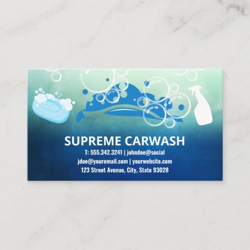 Car Cleaning  Soap Bubbles Business Card