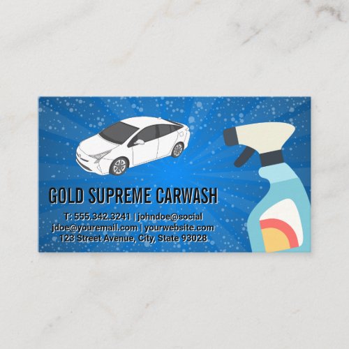 Car Cleaning  Spray Hand Wash Business Card