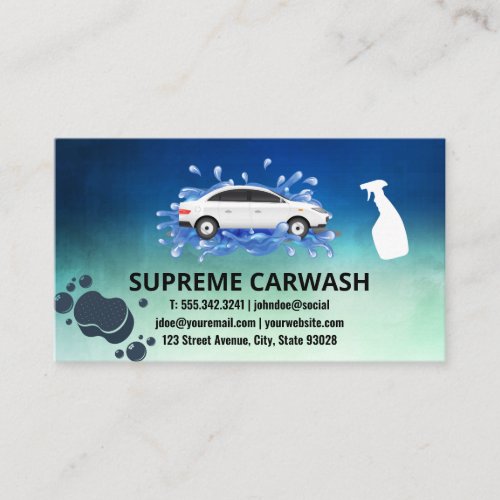 Car Cleaning Wash and Detailing  Spray and Sponge Business Card