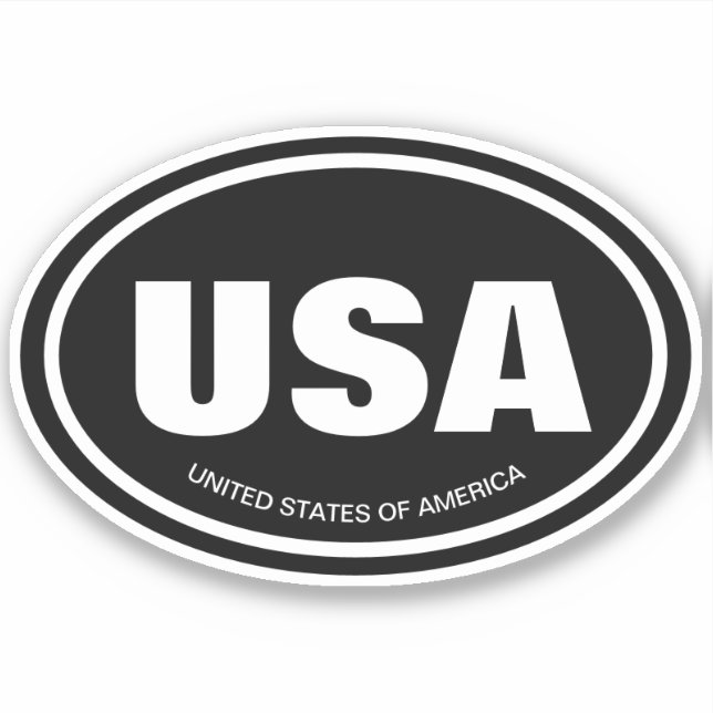 Car country code and state abbreviation oval vinyl sticker (Front)