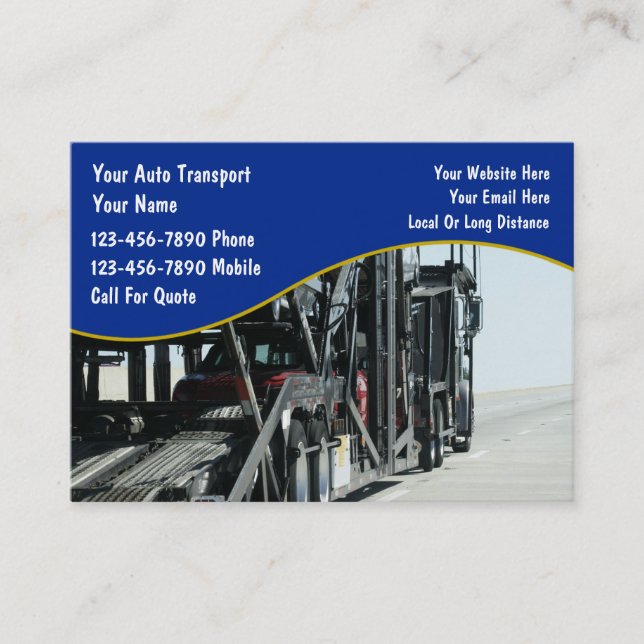 Car Courier Transport Business Cards (Front)