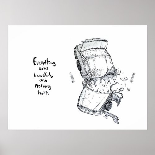 Car crash illustration Kurt Vonnegut Slaughterhous Poster