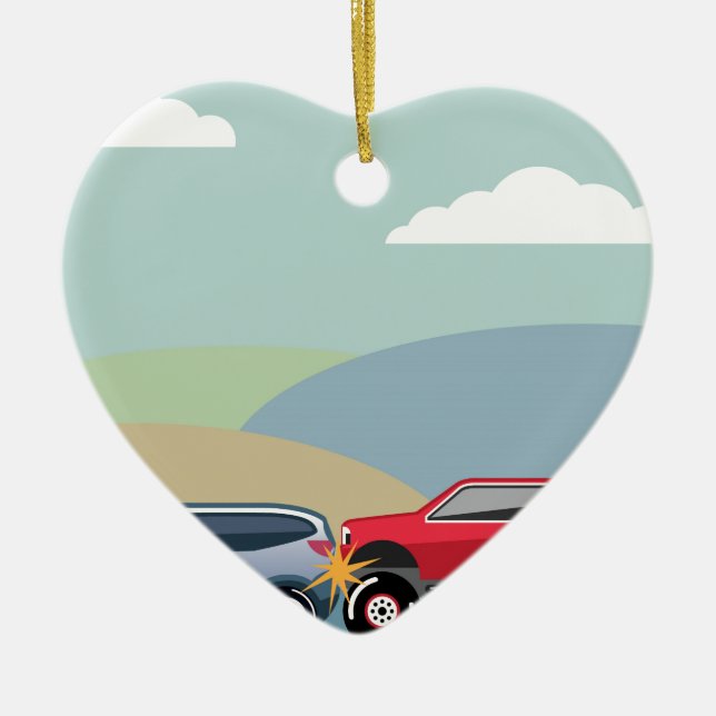 Car crash rear ended vehicle Vector Ceramic Ornament (Front)