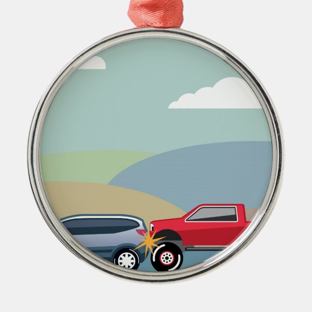 Car crash rear ended vehicle Vector Metal Ornament (Front)