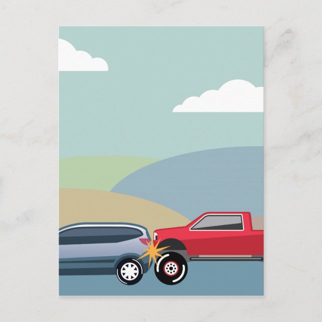 Car crash rear ended vehicle Vector Postcard (Front)