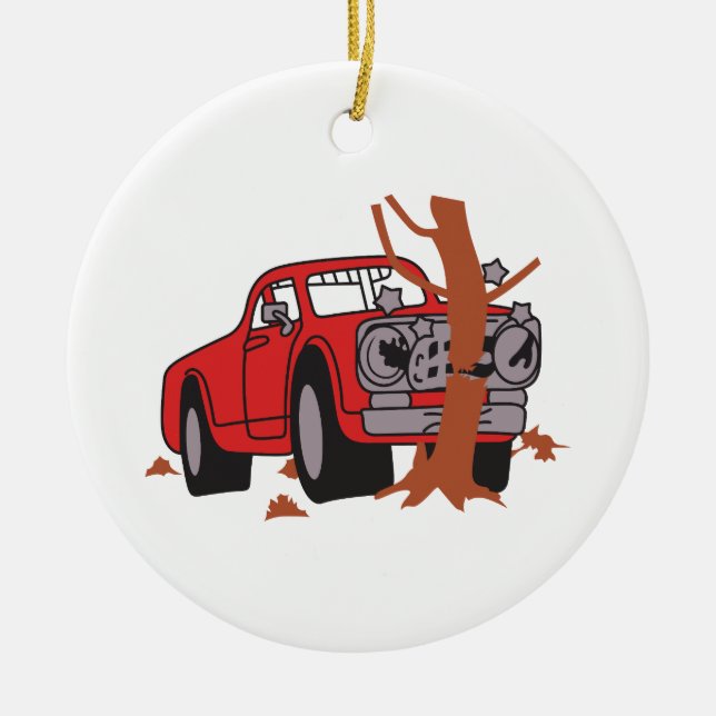 CAR CRASH SCENE CERAMIC ORNAMENT (Front)