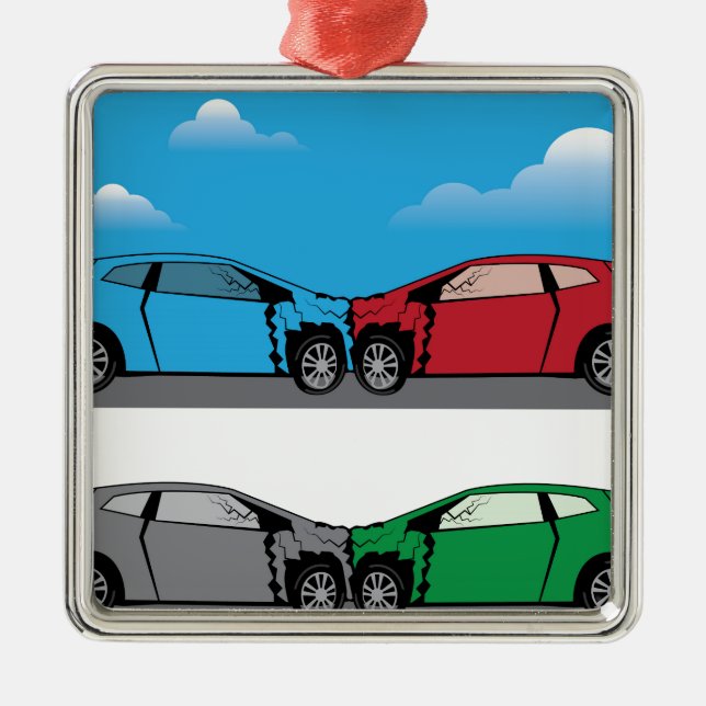 Car Crash vector Metal Ornament (Front)