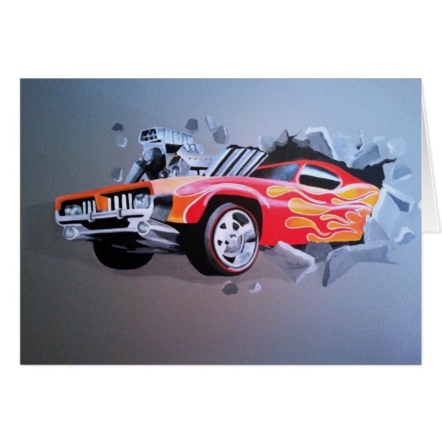 Car Crashing Through Wall Cards (Front Horizontal)