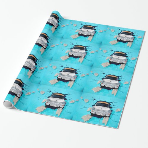 Car Crashing through Wall Gift Graffiti Gift Wrap