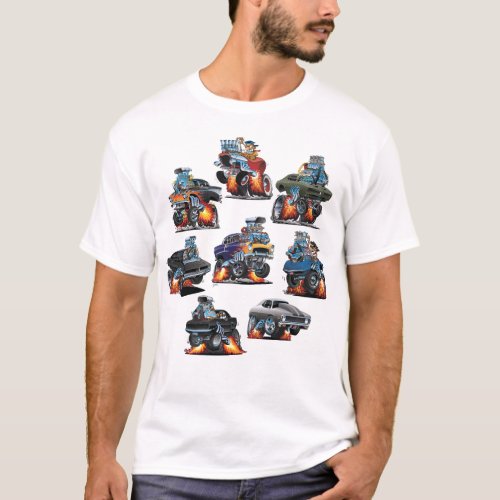 Car Crazy Classic Hot Rod Muscle Cars Cartoons T_Shirt
