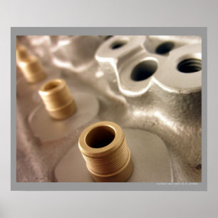 Car Cylinder Head Metallic Geometric Design Poster