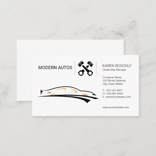 Car Dealership  Auto Maintenance  Car Pistons Business Card