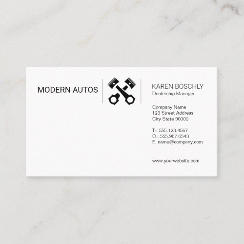 Car Dealership  Auto Maintenance  Car Pistons Business Card