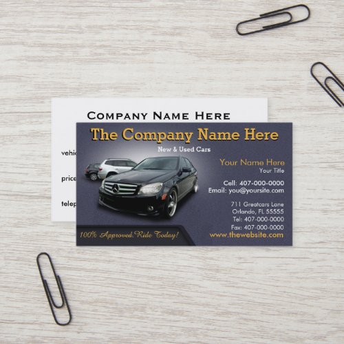 Car Dealership _ Auto Sales 2 sides Business Card