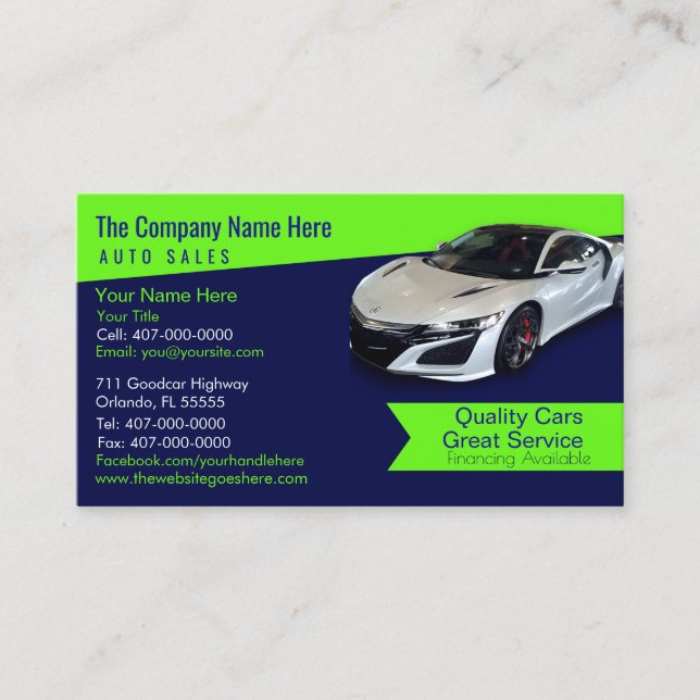 Car Dealership-Auto Sales Associate Business Card (Front)