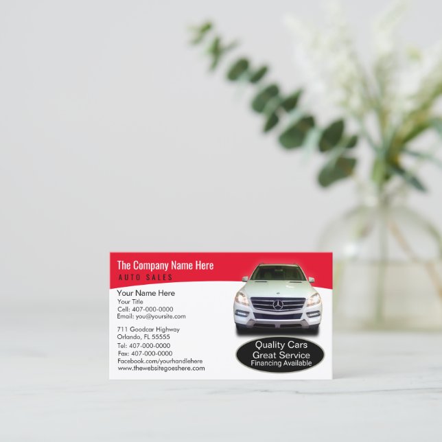 Car Dealership-Auto Sales Associate Business Card (Standing Front)