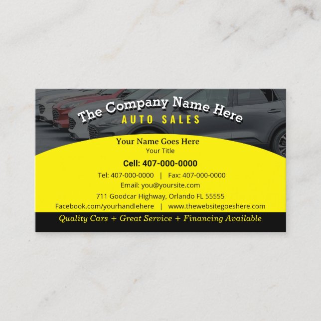 Car Dealership-Auto Sales Associate Business Card (Front)