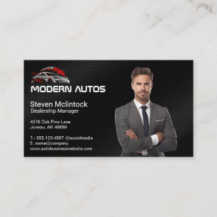 Car Dealership Business Man Race Car Logo Card