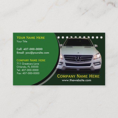 Car Dealership  Car Sales Associate Business Card