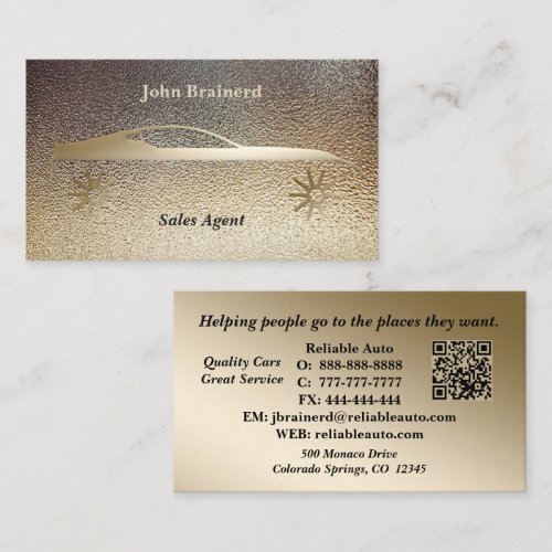 Car Dealership Classy Gold & Black QR Code Business Card