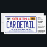 Car Detail License Plate Gift Certificate<br><div class="desc">Personalize some text with your own wording/details! For further customization,  please click the "Customize it" button and use our design tools to modify this template. Please Note: NOT ALL text & artwork can be modified.</div>