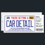 Car Detail License Plate Gift Certificate<br><div class="desc">Personalize some text with your own wording/details! For further customization,  please click the "Customize it" button and use our design tools to modify this template. Please Note: NOT ALL text & artwork can be modified.</div>
