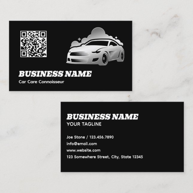 Car Detailer Black Business Card (Front/Back)