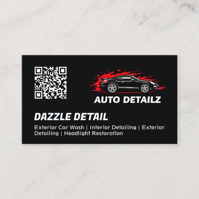 Car Detailer Custom Logo Black Business Card (Front)