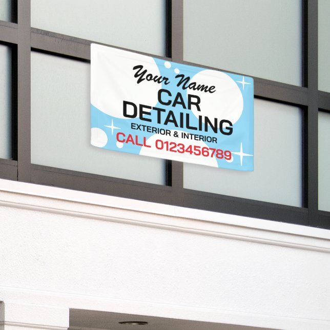 Car detailing auto washing business advertising banner (Outside Building)