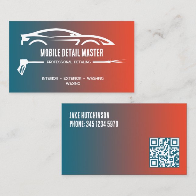 Car Detailing Custom QR Business Card (Front/Back)
