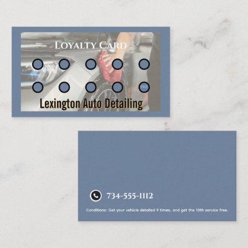 Car Detailing Loyalty Punch Card Auto Service Blue