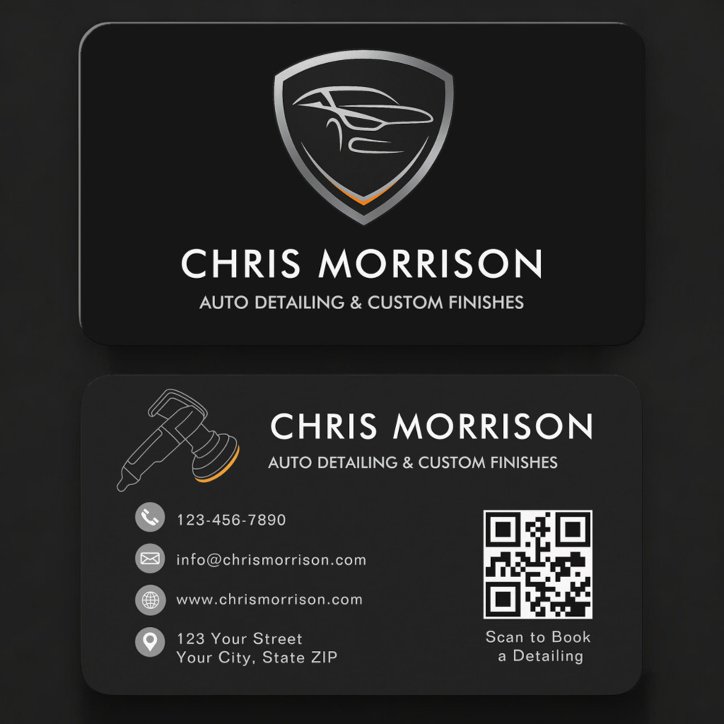 Car Detailing Services QR Code Professional Business Card