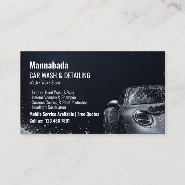 Car Detailing Washing Modern Professional Auto Business Card