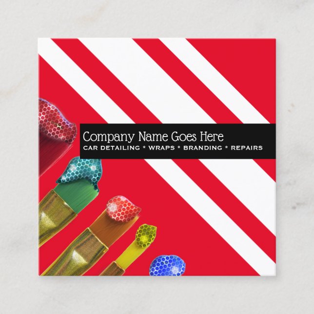 Car detailing wraps spray painting branding square business card (Front)