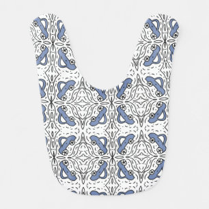 Car Doodle Pattern Blue Black Baby Bib