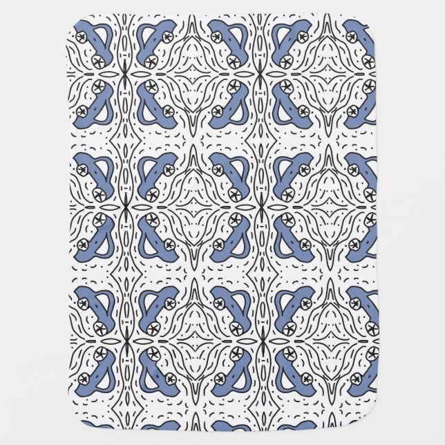 Car Doodle Pattern Blue Black Baby Blanket (Front)