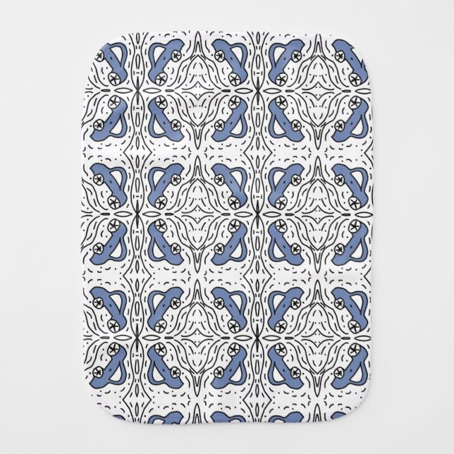 Car Doodle Pattern Blue Black Baby Burp Cloth (Front)