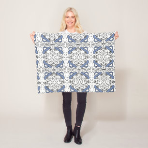 Car Doodle Pattern Blue Black Fleece Blanket