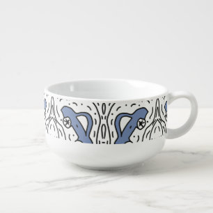 Car Doodle Pattern Blue Black Soup Mug