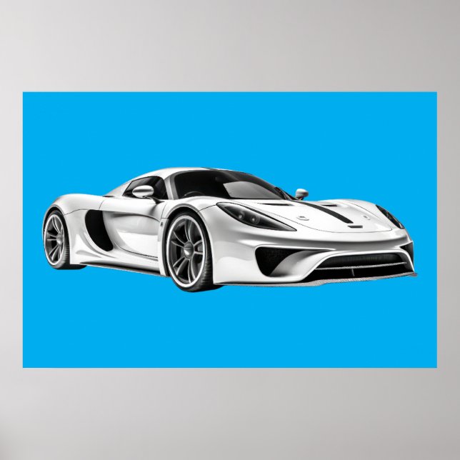 Car drawing II (BLUE BKGRD) Poster (Front)