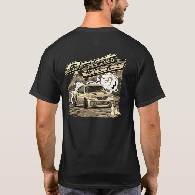 Car Drift Smoke Trails T-Shirt (Back)