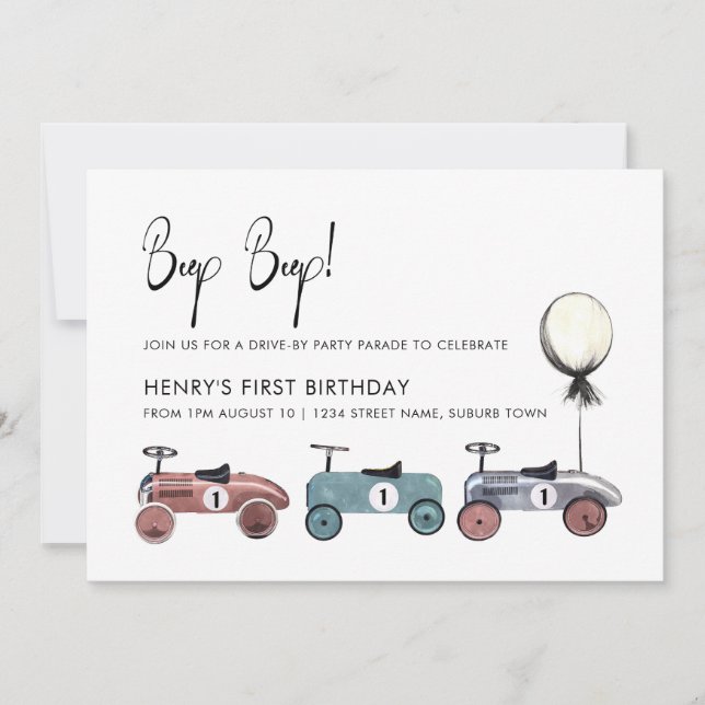 Car Drive by Birthday Parade Quarantine 1st Party Invitation (Front)