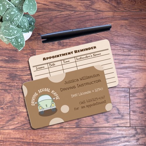 Car Driving School Instructor Brown Business Cards